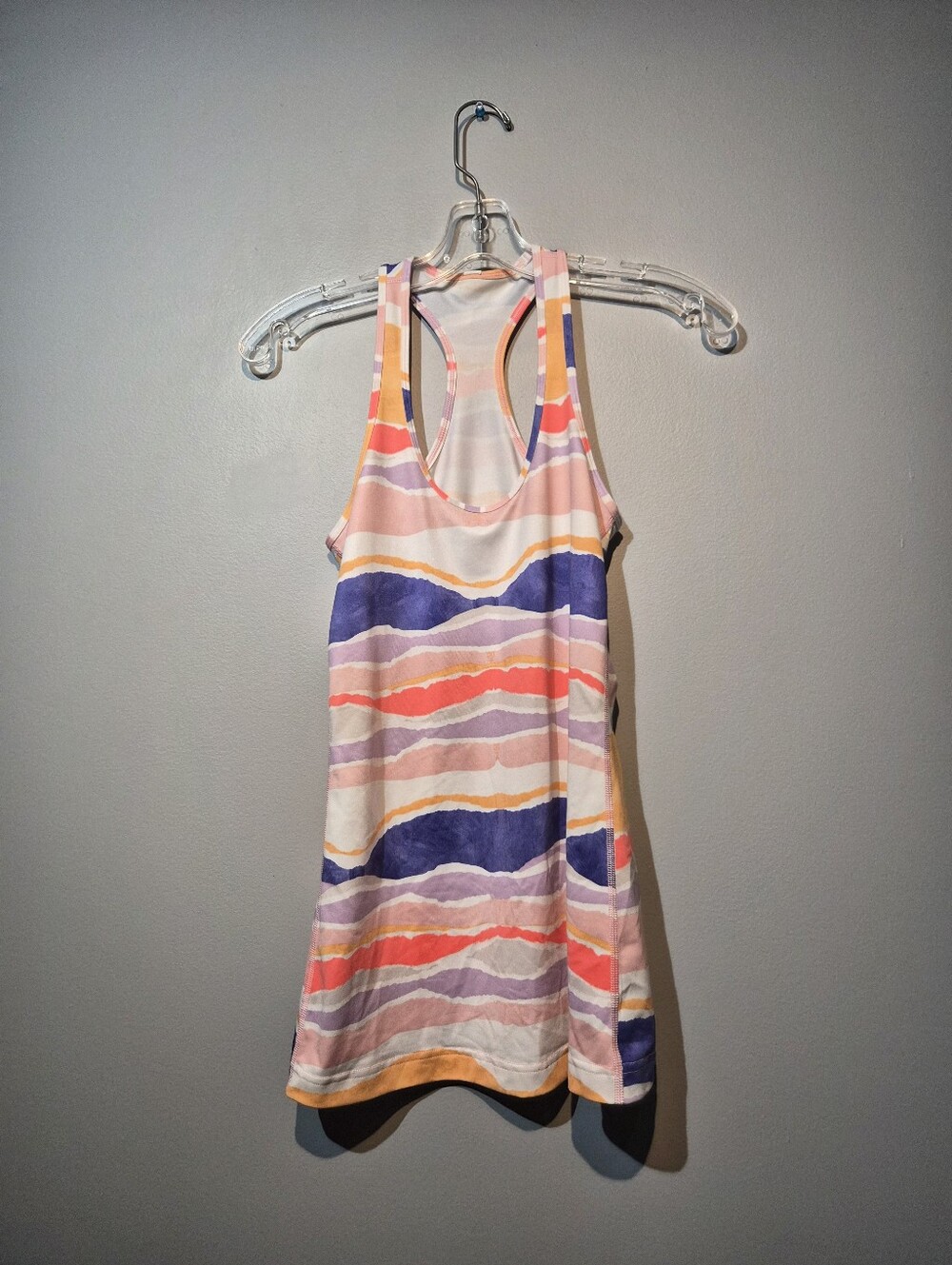 Lululemon Athletica Cool Racerback Bleacher Stripe White Iris Flower Top| Size 6